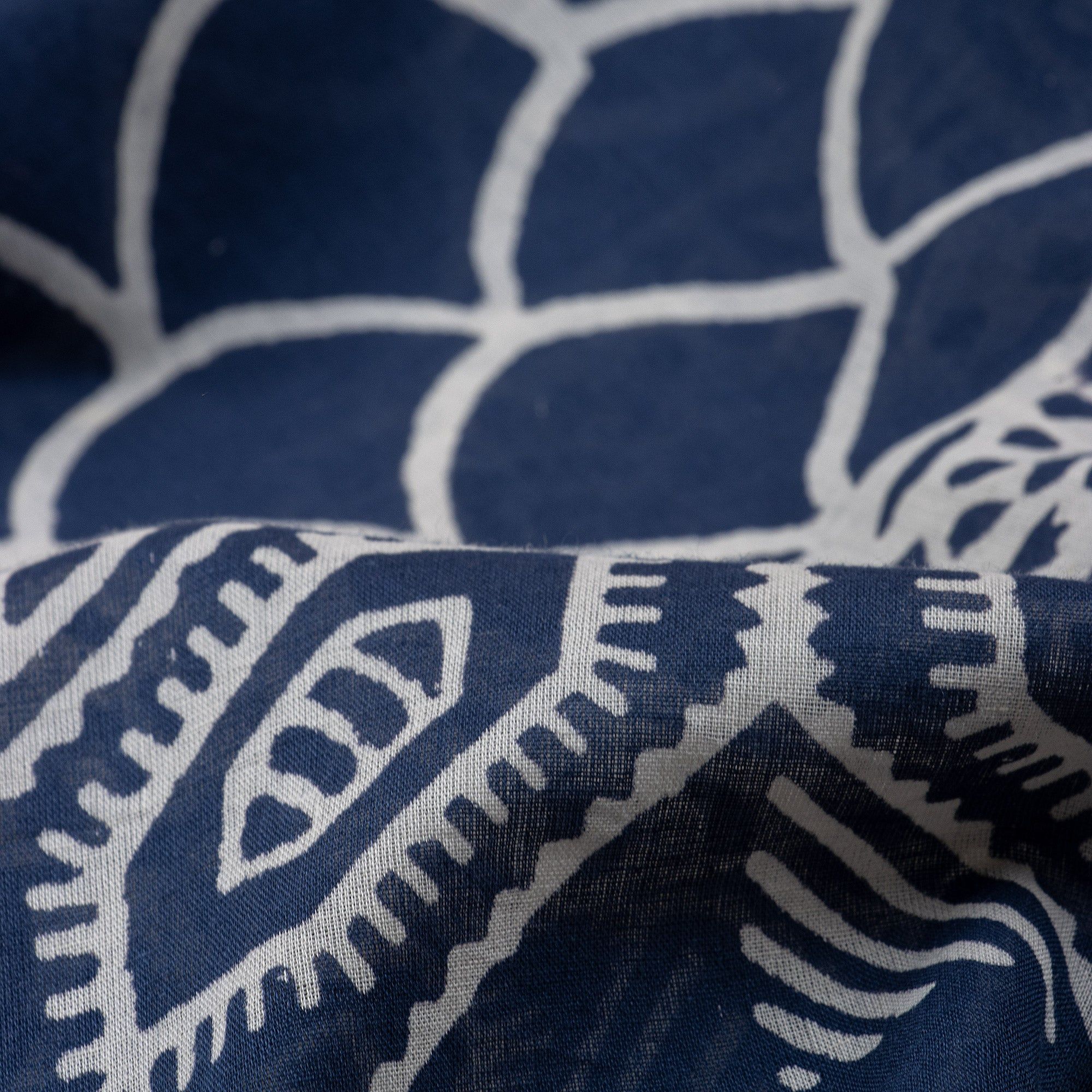 Blue Hand Block Print Cotton Stoles For Ladies